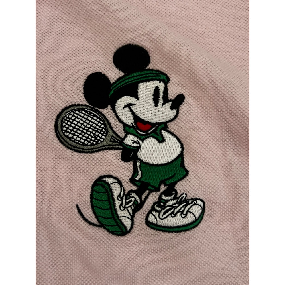 Disney Mickey Mouse Shirt Mens XXL Pink Tennis Embroidered Pique Polo‎ Resort